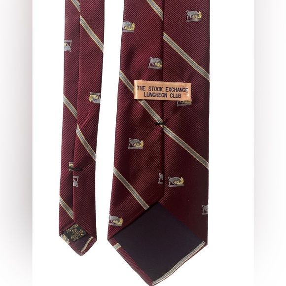 stock exchange luncheon club Other - VINTAGE STOCK EXCHANGE LUNCHEON CLUB TIE RED BULL AND BEAR FINANCE BRO GIFT